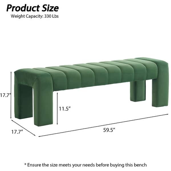 dimension image slide 15 of 16, Upholstered Bedroom Bench Tufted Entryway Bench Modern End of Bed Bench Dining Bench with Gold/Black Metal Legs for Window