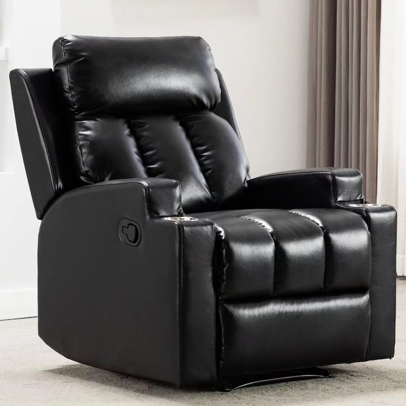 EBELLO-31.4'' Wide Faux Leather Manual Zero Gravity Recliner - Black