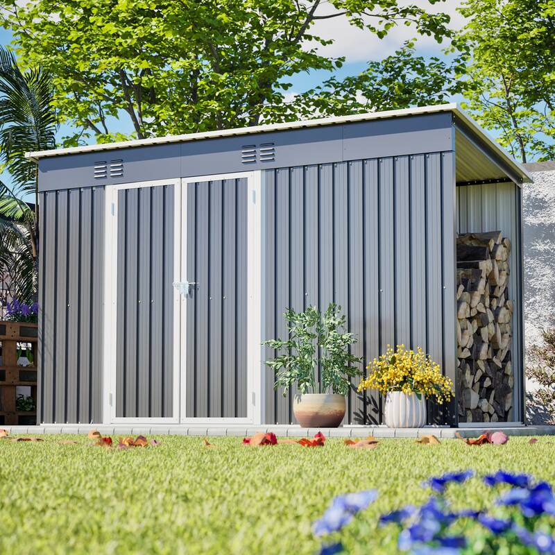 GDFStudio - Lucas All-Weather Outdoor Heavy Duty Metal Storage Shed with Robust Construction and Easy Assembly