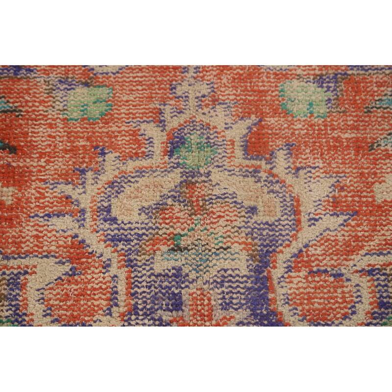 Distressed Orange Sparta Turkish Vintage Area Rug Handmade Wool Carpet - 5'4" x 9'3"