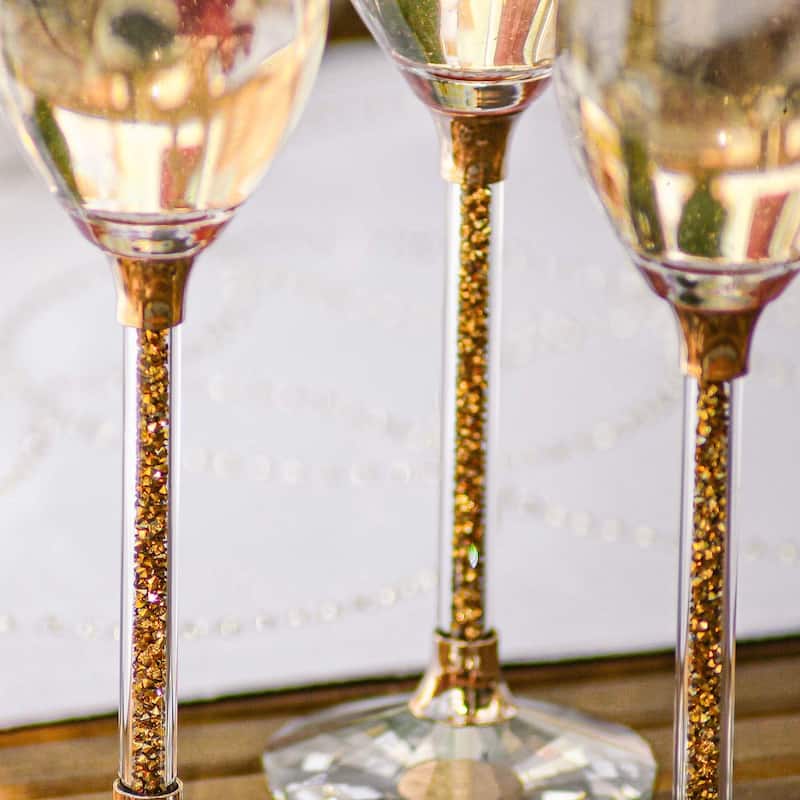 Sparkles Home Rhinestone Crystal Filled Stem Toasting Flutes Bed Bath