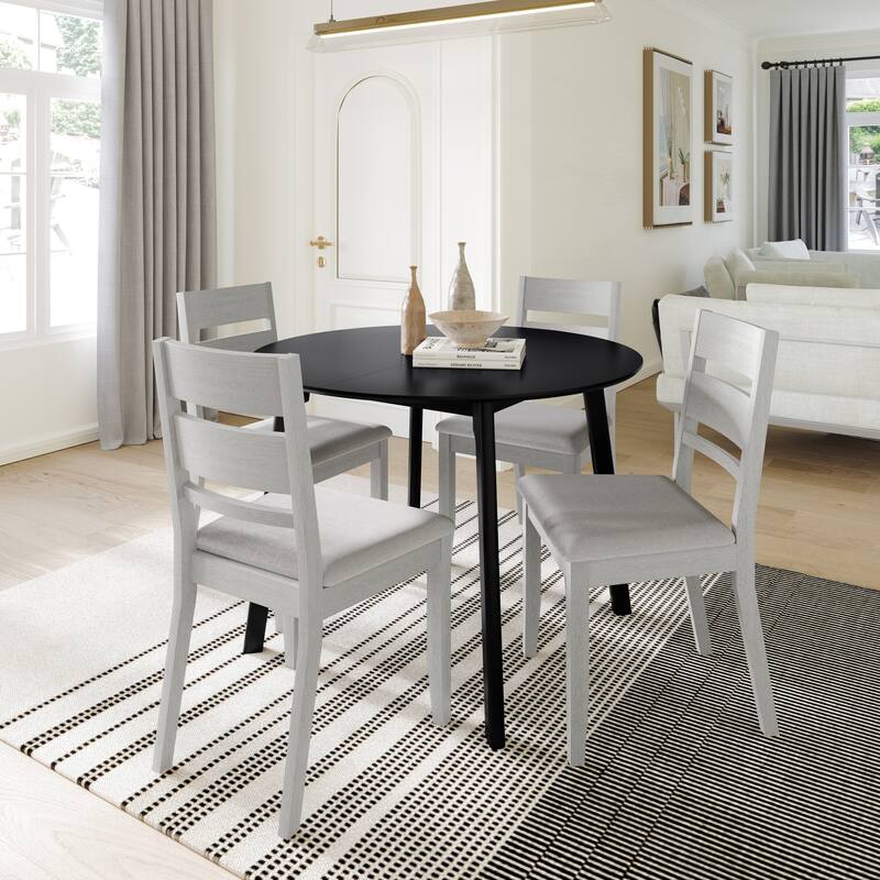 CraftPorch Elegance 4-Piece Chair and Round Table Wooden Dining Set