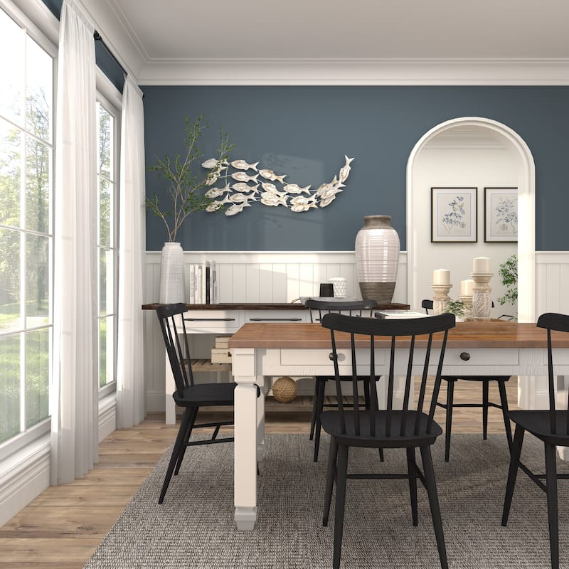 Wood Fish Handmade Swimming Home Wall Decor with Brown Distressing - White - Roche River Decor