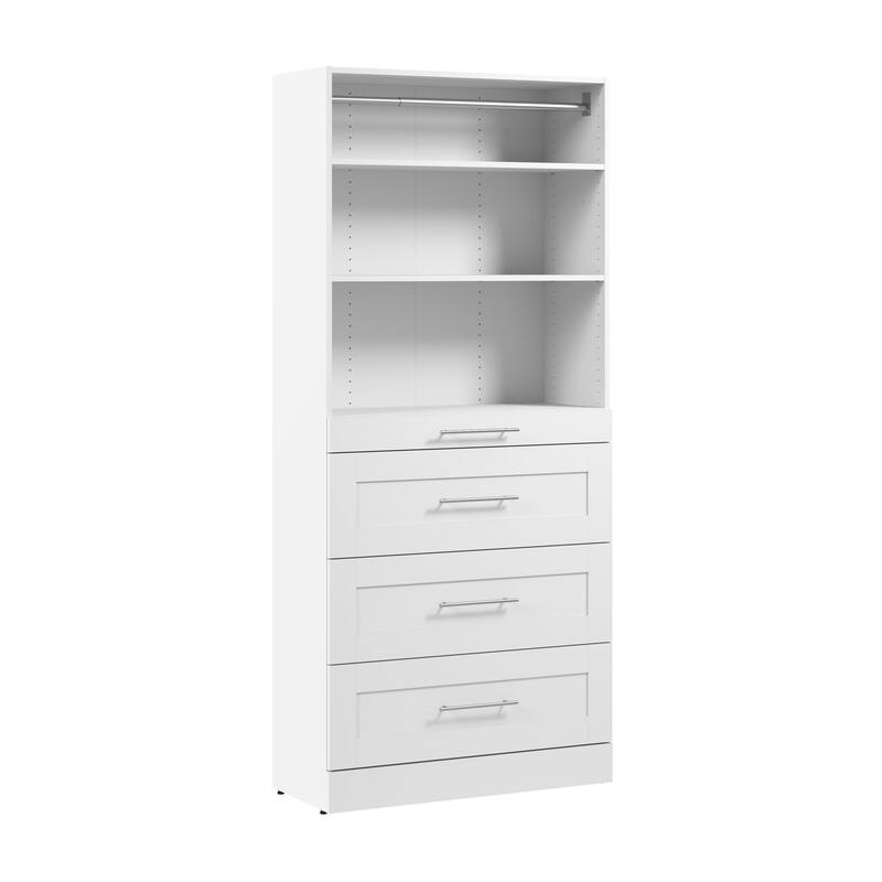 Bestar Florence 36W x 16D Closet System with 4 Drawers, Shaker
