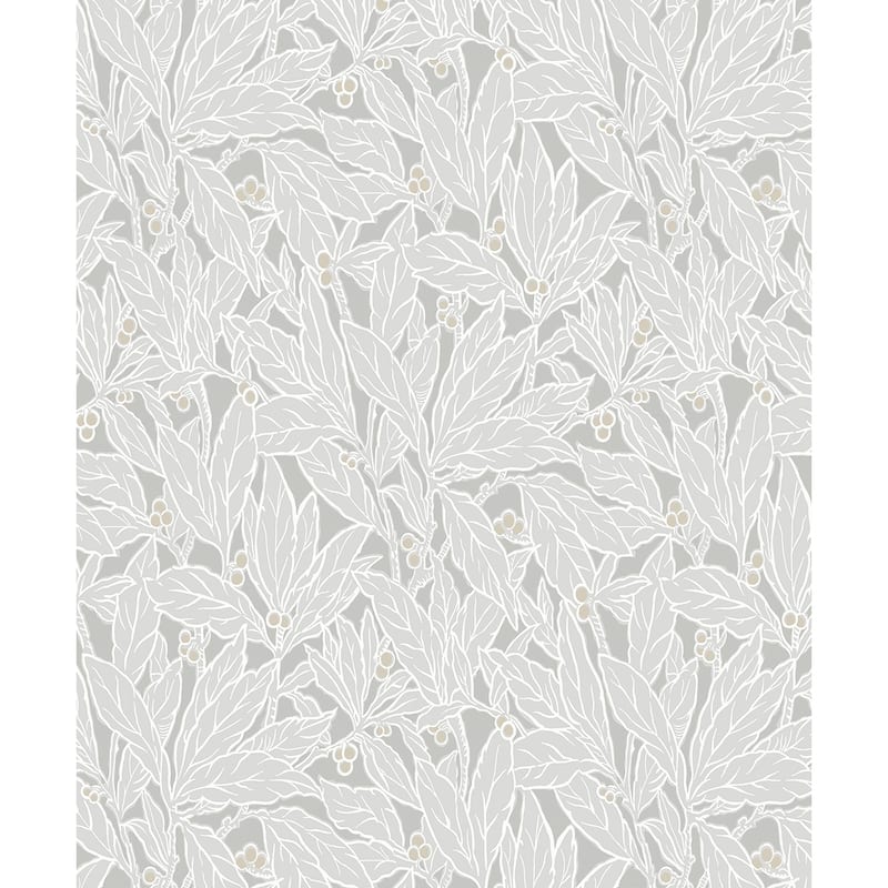 Seabrook Designs Leaf and Berry Nonwoven Unpasted Wallpaper - 20.9 in. W x 33 ft. L - Daydream Grey