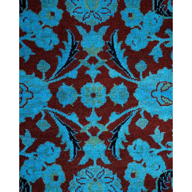 Overton Hand Knotted Wool Vintage Inspired Modern Contemporary Overdyed Blue Runner Rug - 2' 6" x 10' 4"