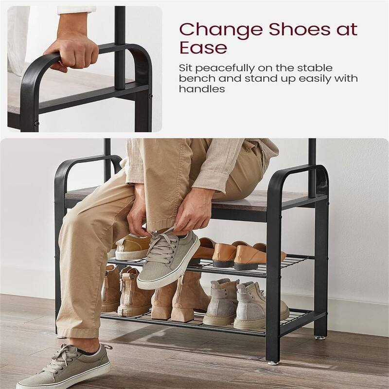 Entryway Bench with Coat Rack