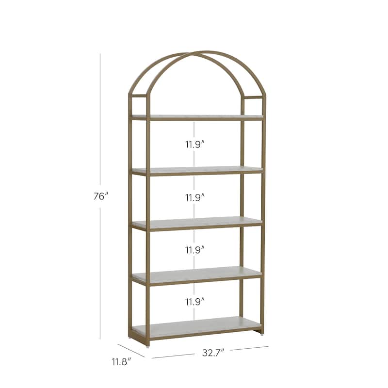 Nathan James Haven 5-Shelf Etagere Bookshelf with Arch Top