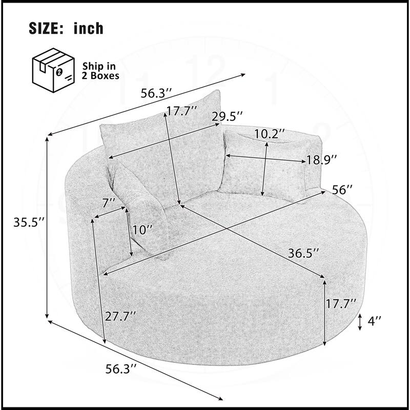 360 Degree Swivel Chair with 3 Removable Pillows