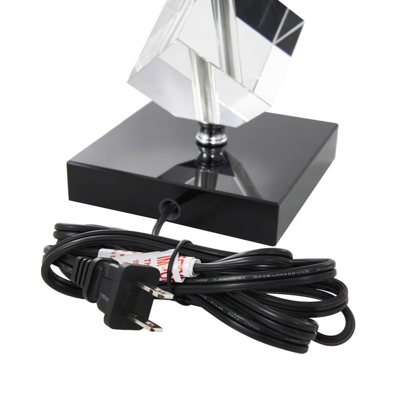 Crystal Geometric Diamond Inspired Room Table Lamp with Black Crystal Base - Clear - Roche River Decor
