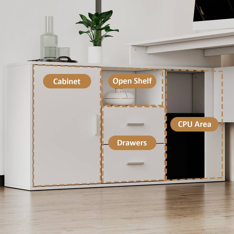 FUFU&GAGA Computer Desk Writing Table Workstation Reversible Cabinet