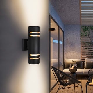 2-Light Modern Farmhouse Up& Down Optically Controlled Outdoor Wall Light Armed Sconce