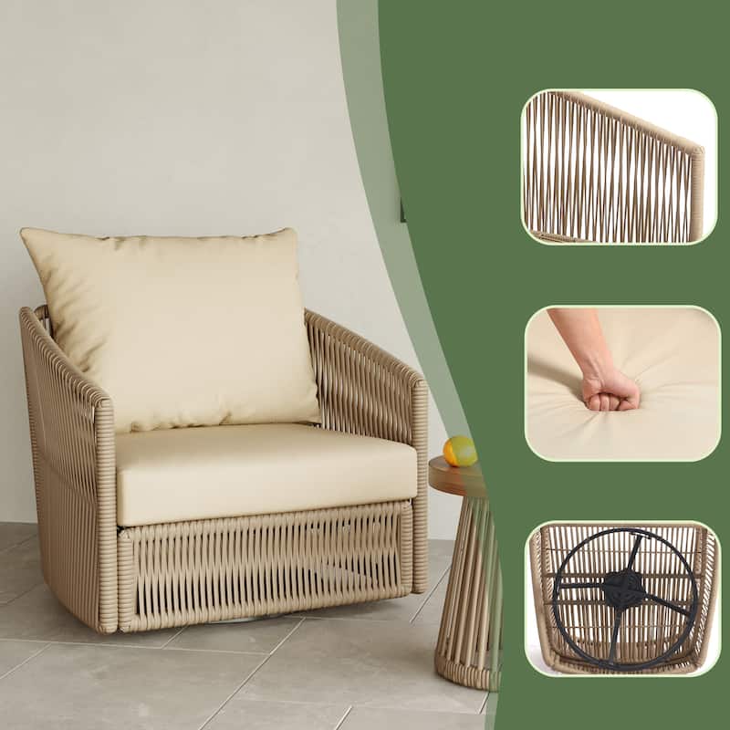 3-piece Cushioned Swivel Patio Wicker Furniture Set Outdoor Rattan Bistro Set