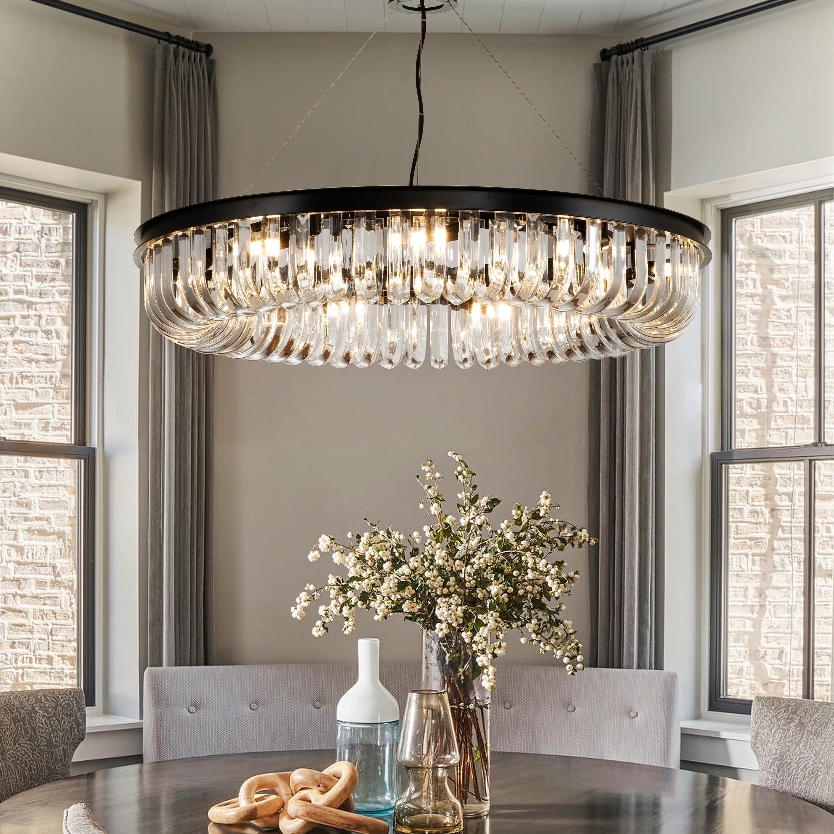 32 Contemporary Glam U Shaped Crystal Black Circular Chandelier W31.5 On Sale Bed Bath Beyond 37500003