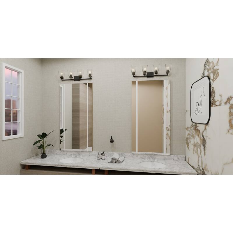 Almany 4-Light Matte Black Bath Light