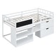 preview thumbnail 6 of 12, Twin Size Low Loft Bed with Shelf for Boys & Girls, Solid Wood Bed Frame w/Rolling Desk and Drawers, No Box Spring Needed, White