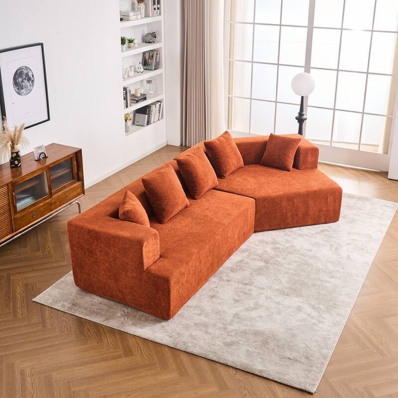 Special Shape Sleeper Sofa Chenille Floor Couch Deep Seat Recliner