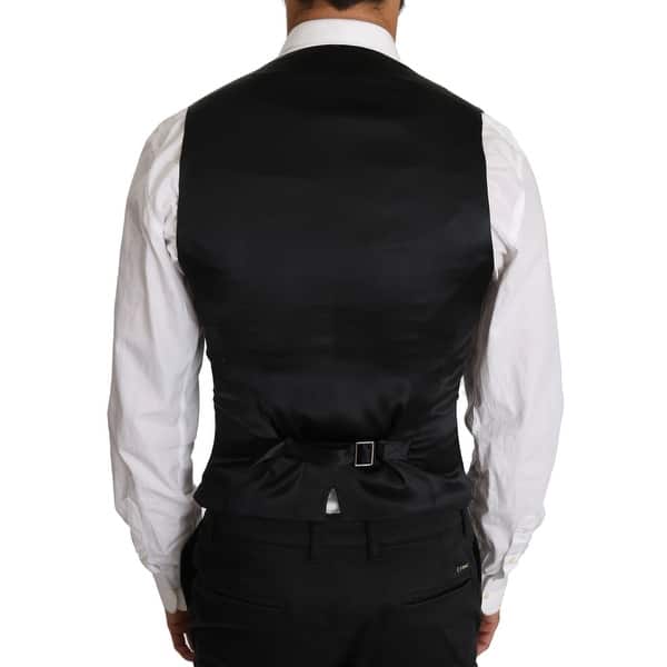 slide 2 of 4, Dolce & Gabbana Gray Wool Double Breasted Waistcoat Men's Vest - it46-s