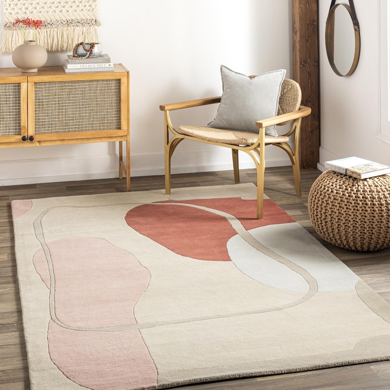 Livabliss Queens Minimalist Abstract Area Rug - Pink/Red - 8' 10" x 12'