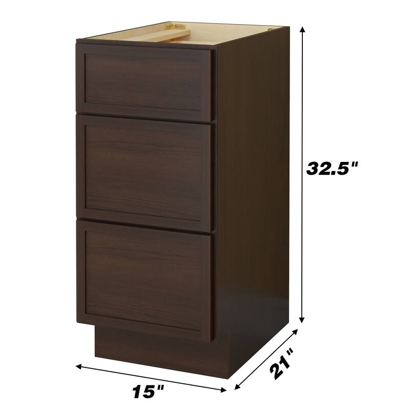 Vanity Art 15" Freestanding Single Base 3 Drawers Storage Cabinet