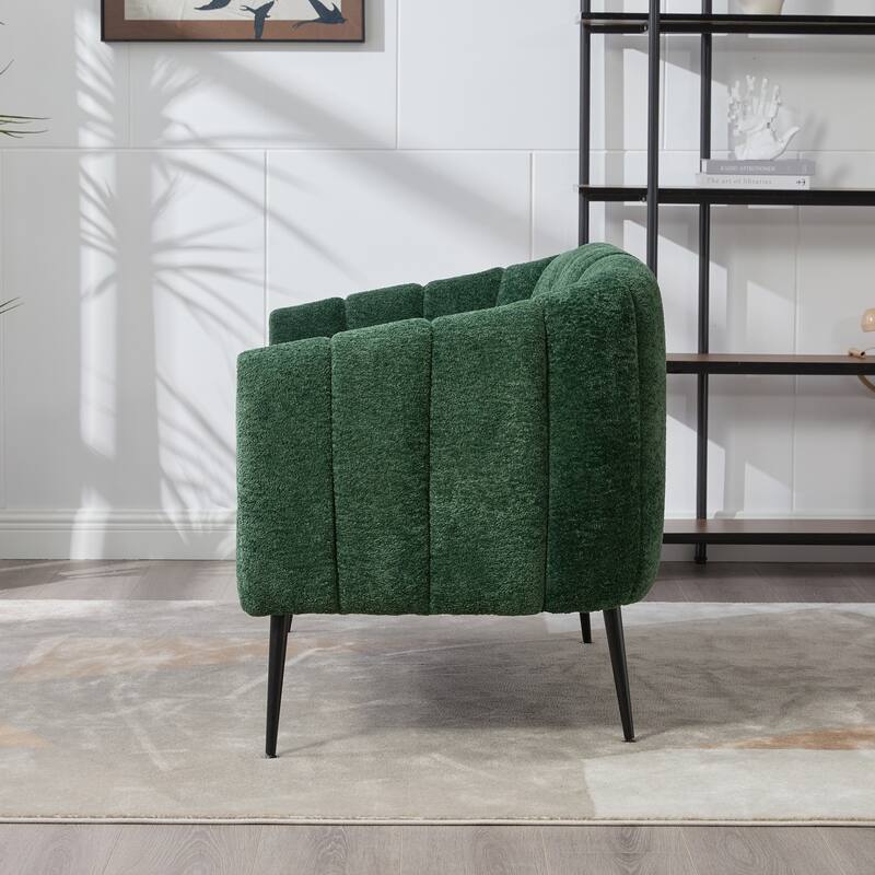 50.2'' Wide Upholstered Chenille Mini Loveseat Accent Couch, Modern Glam Small Settee with Metal Legs