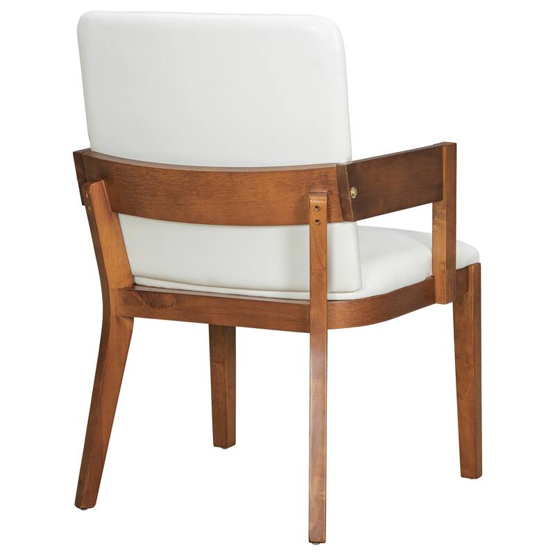 Faux Leather Glossy Dining Chair Set of 2 Wood Frame Dining Chair with Armrests, High Back Upholstered Chair for Kitchen