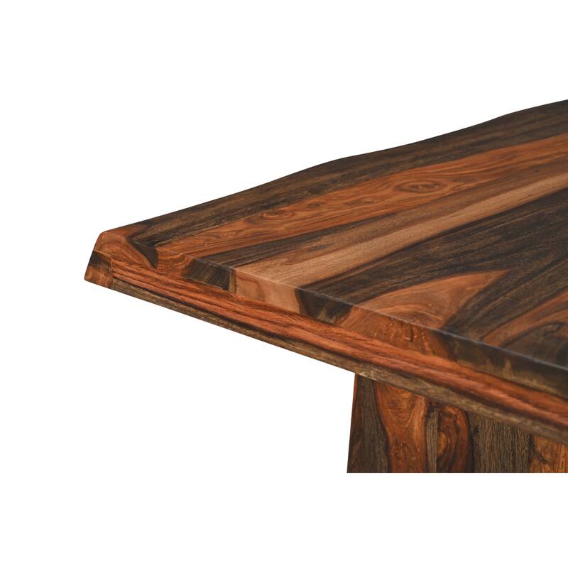 Avenue 9-piece Upholstered Live Edge Solid Wood Dining Set