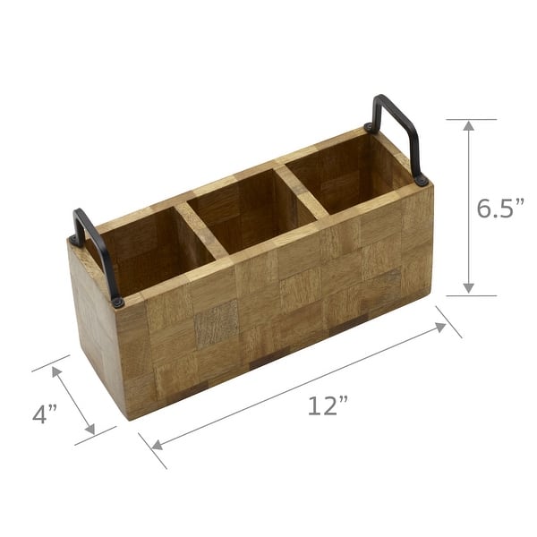 Mikasa Gourmet Basics Avery Checkered Wood Flatware Caddy