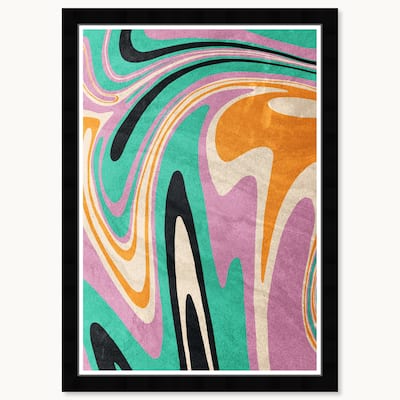 Wynwood Studio Neon Cascade Framed Retro Colorful Abstract Prints