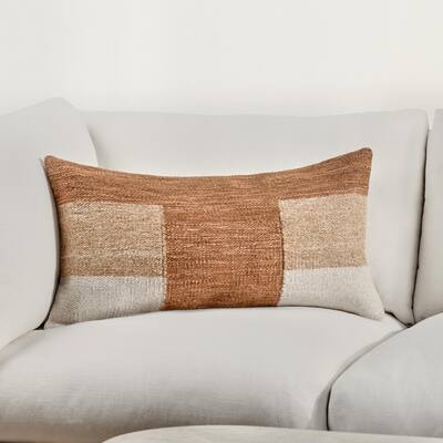 Villa by Classic Home Kass Woven Fabric Color Block Throw Pillow