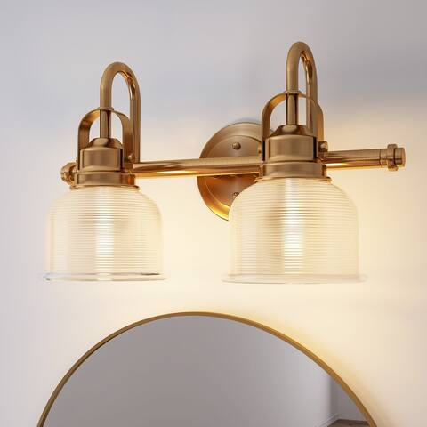 2-Light Bathroom Vanity Light with Glass Lampshade, Gold - N/A