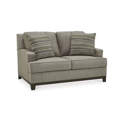 Kenny Loveseat, 2 Accent Throw Pillows, 63 Inch Soft Gray Polyester