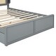 preview thumbnail 11 of 11, Queen Rattan Headboard Bed Frame with Storage Drawers and Pull-Out Trundle, Elegant Design, Durable Slat Support, Grey