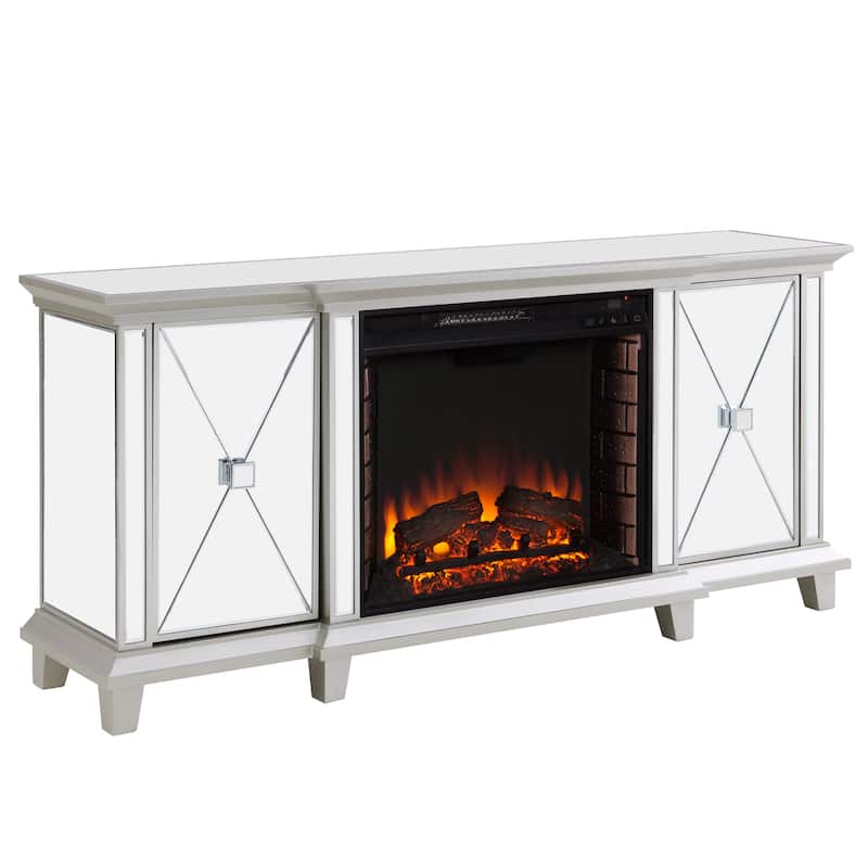 SEI Furniture Talmar Mirrored Fireplace Media TV Stand for TV's up to 62"