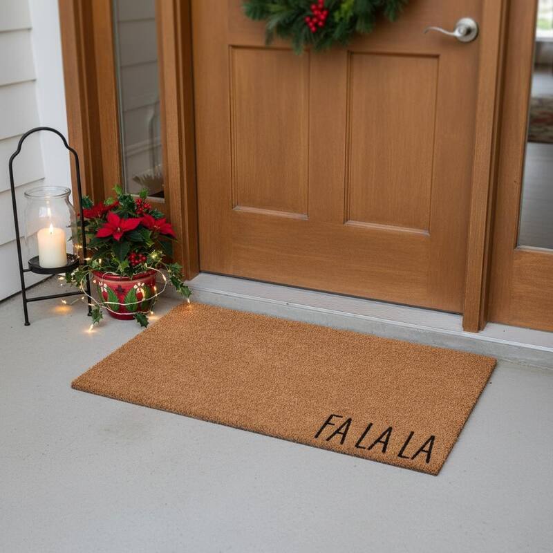 HomeRoots 17" X 29" Brown Christmas Outdoor Coir Door Mat - 17.00' X '29.00 - 17.00' X '29.00