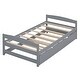 preview thumbnail 10 of 22, Twin Platform Bed with Trundle, Grey, Solid Wood Frame, No Box Spring Needed
