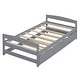 preview thumbnail 8 of 8, Twin Size Platform Kids Bed with Twin Size Trundle, Solid Pine Wood Frame, No Box Spring Needed, Headboard and Footboard, Grey