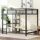 preview thumbnail 2 of 1, Full Size Metal Loft Bed with Desk and Storage Shelves - Modern Space-Saving Design