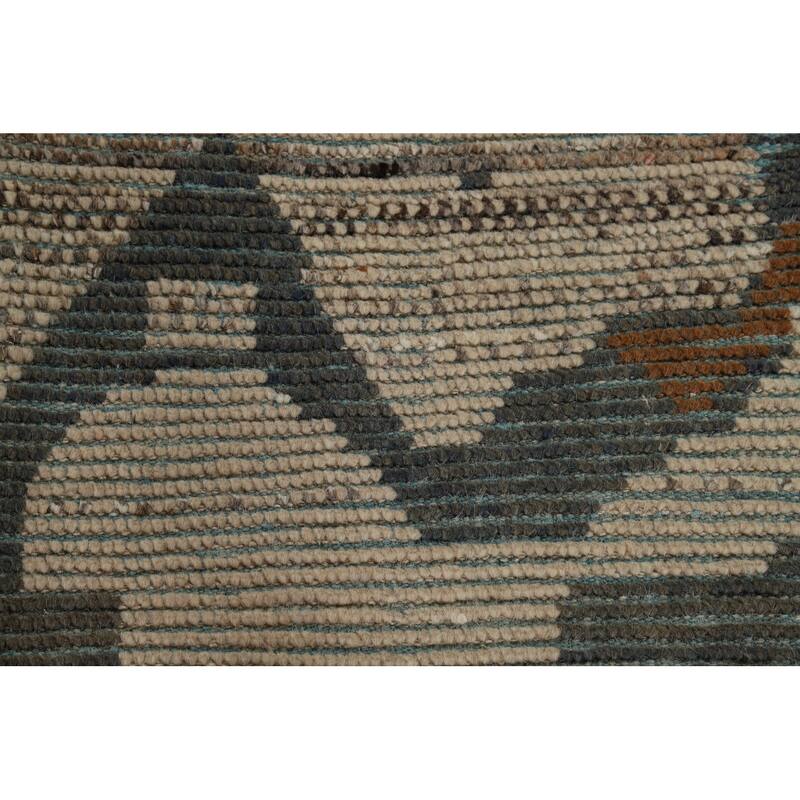 Earth Tone Moroccan Abstract Area Rug Handmade Wool Carpet - 9'0" x 12'4"