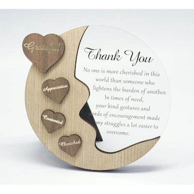 Moon With Words On Hearts And Text Message- Thank You Plaque