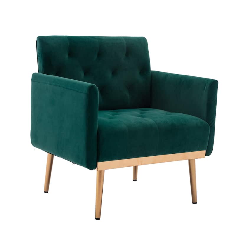 Velvet Upholstered Tufted Accent Chair With Golden feet