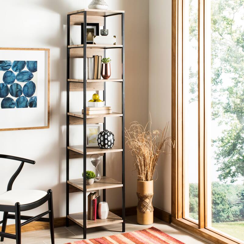 SAFAVIEH Marjukka Oak Brown/ Black Etagere - 15.8' x 15.8' x 78.8' - 16Wx16Dx79H