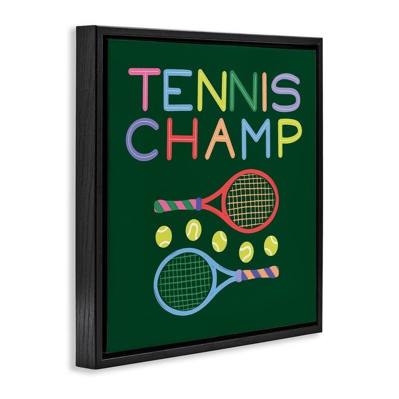 Stupell Tennis Champ Racket & Balls Framed Floater Canvas Wall Art Design By Sazerelli Designs