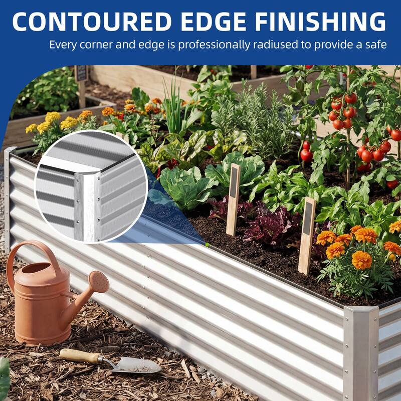 Silver Raised Garden Bed Kit for Vegetables, Flowers, Herbs-Set of 2