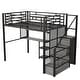 preview thumbnail 24 of 22, Full Size Metal Loft Bed with Wardrobe, Desk, Storage Shelves