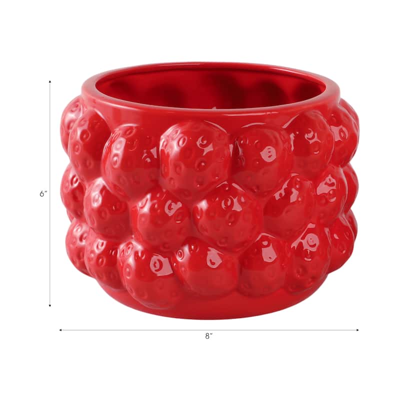 Textured Stoneware Ceramic Planter with Sculpted Bulbous Design
