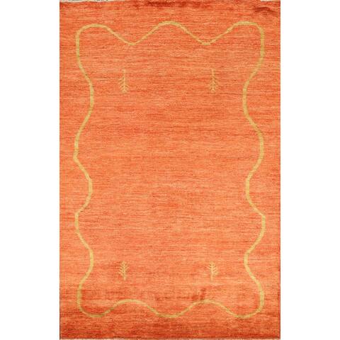 Modern Abstract Gabbeh Kashkoli Oriental Wool Area Rug Hand-knotted - 4'4" x 6'4"