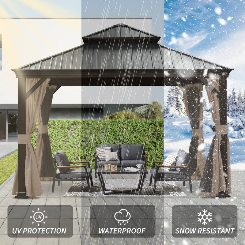 Domi Hardtop Gazebo with Galvanized Steel Double Roof and Aluminum Frame