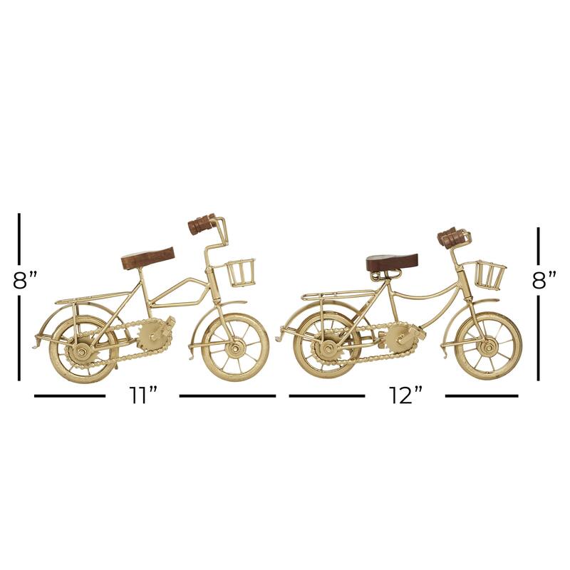 Metal Bike Sculpture with Wood Accents - Set of 2 Black - Roche River Decor - Black or Gold