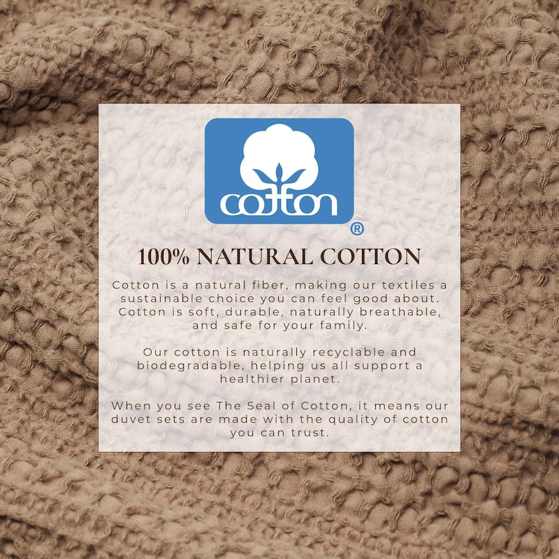 Linery & Co. 100% Cotton Reversible Honeycomb Waffle / Percale Duvet Cover Set
